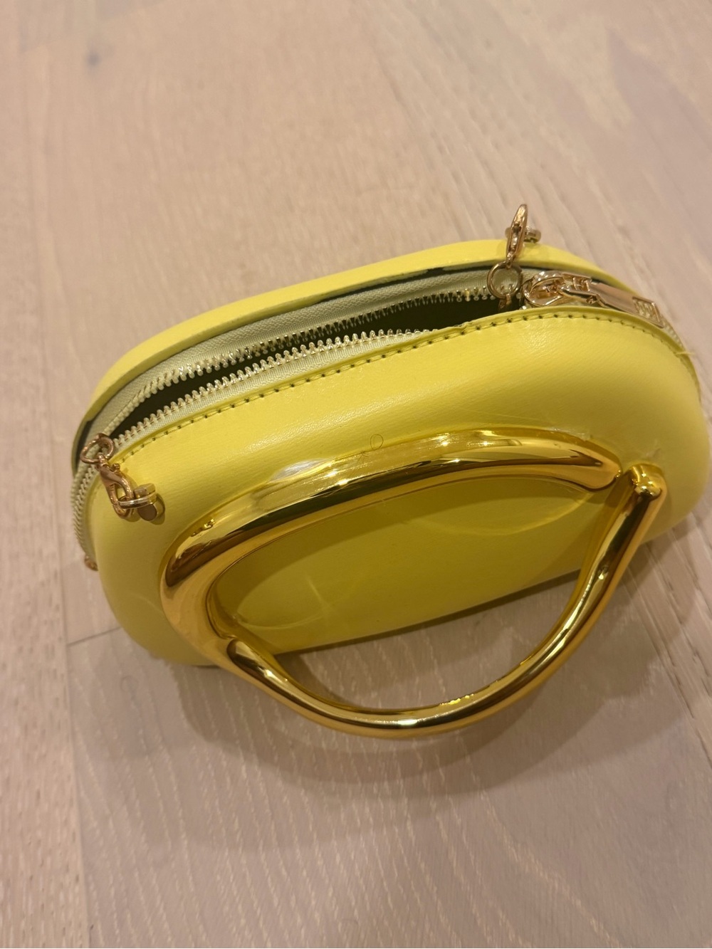 Yellow Mini Top-Handle Crossbody Bag with Gold Hardware